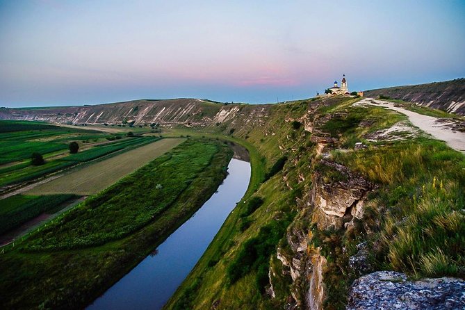 The Raut river bend below the cliff church at Orheiul Vechi